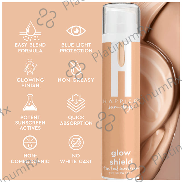 Happier Sun Days Glow Shield Tinted Sunscreen SPF 50 PA+++ Cream 50gm