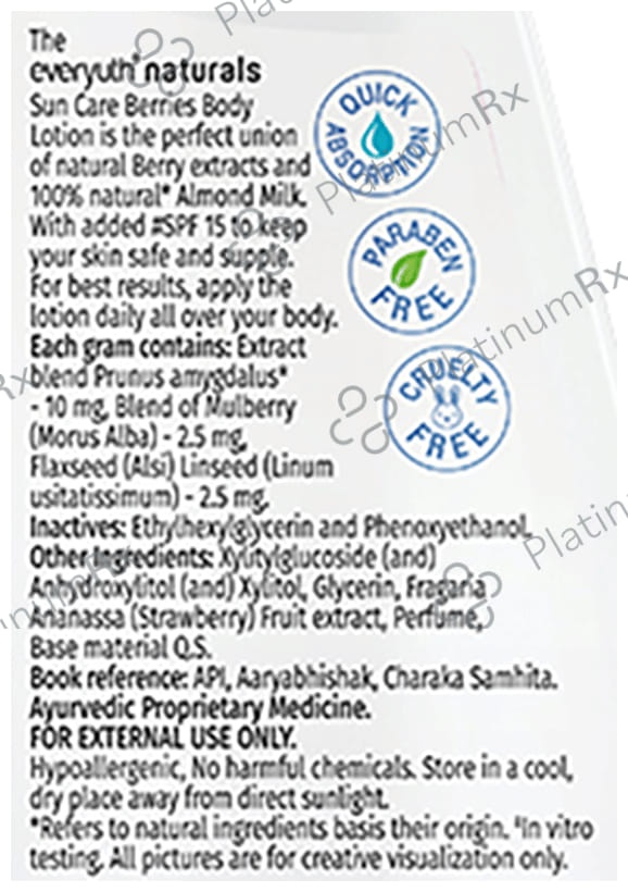 Everyuth Naturals Body Lotion Sun Care Berries SPF 15 200 ml