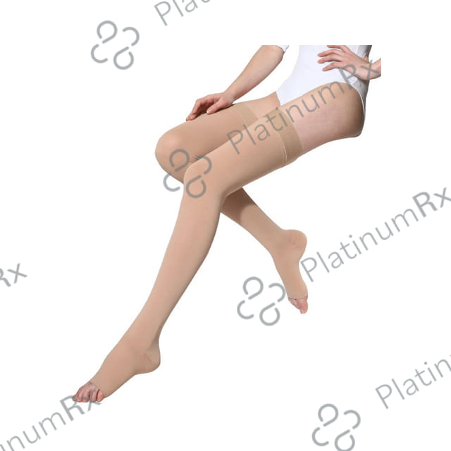 Medtex Class 2 Thigh Length Imported Medical Cotton Compression Stocking for Varicose Veins Small Beige