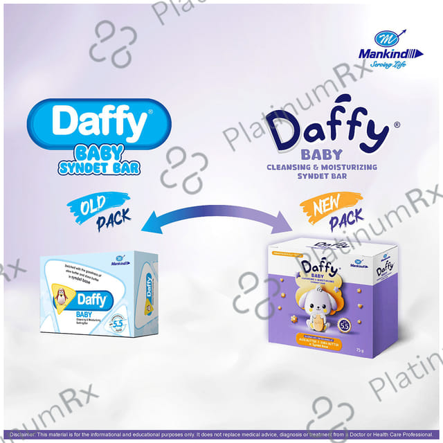 Daffy Baby Bathing Bar Cleansing And Moisturising, Syndet Base With Aloe And Shea Butter, PH Soap 75gm