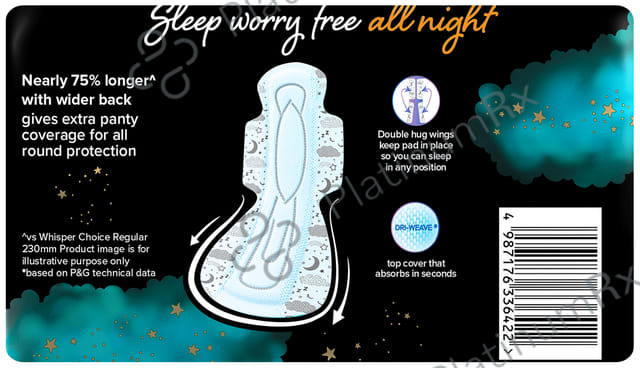 Whisper Bindazzz Nights Pads - Size XXXL 10 pads