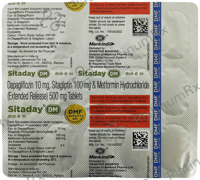 Sitaday DM 10/500/100mg Tablet ER 15s