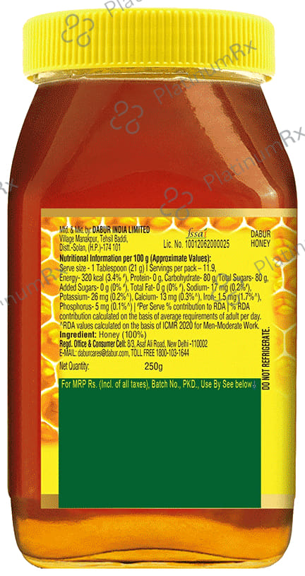 Dabur Honey 100% Pure Honey Brand With No Sugar Adulteration 250gm