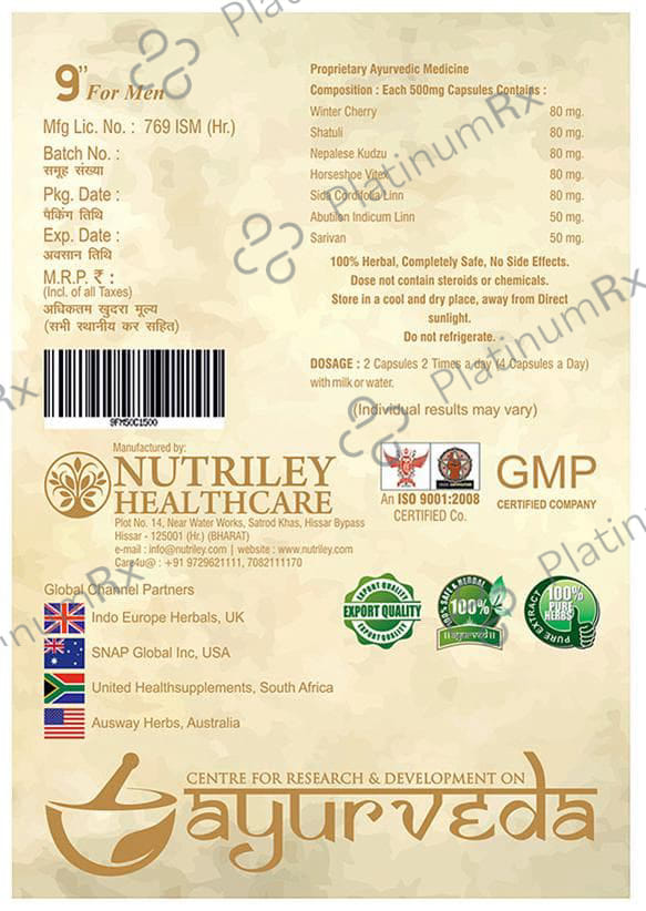 Nutriley 9'' Capsule for Men 40 capsules