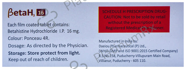 Beta H3 16mg Tablet 10s