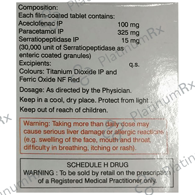 Aceclo Sera 100/325/15mg Tablet 10s