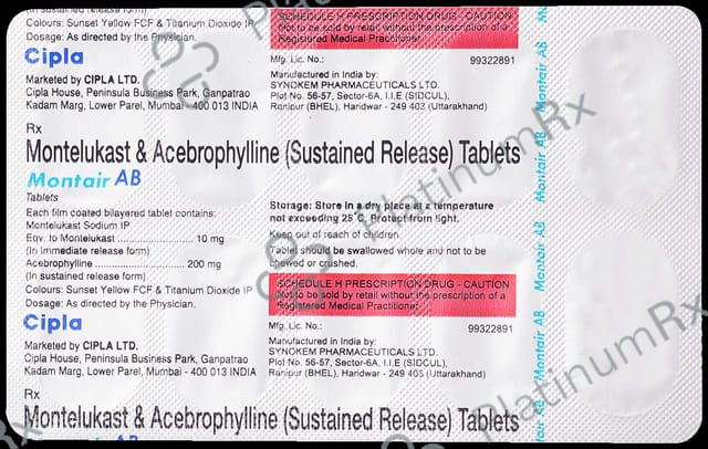 Montair AB 200/10mg Tablet SR 10s