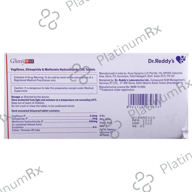 Glimy M V 2/500/0.2mg Tablet SR 10s