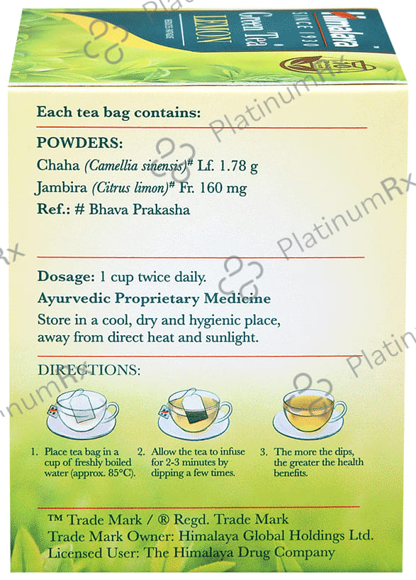 Himalaya Green Tea Sachet (2gm Each) Lemon 10 Sachets