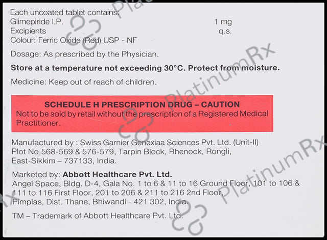 Glimer 1mg Tablet 15s