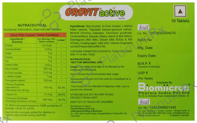 Orovit Active Tablet 10s