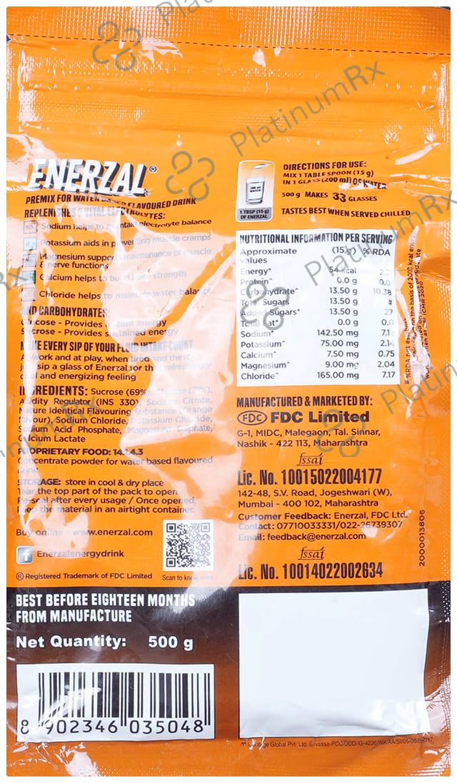 Enerzal Electrolyte Drink - Flavour Powder Orange