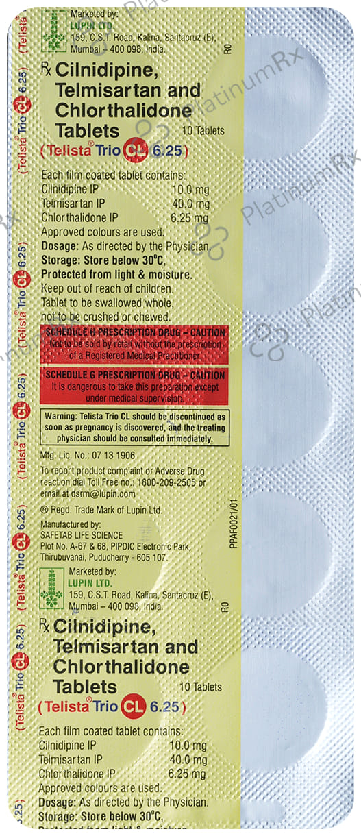 Telista Trio CL 6.25/10/40mg Tablet 10s