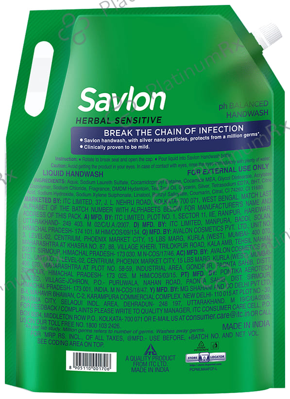 Savlon Herbal Sensitive Refill Germ Protection Liquid Handwash 1500 ml