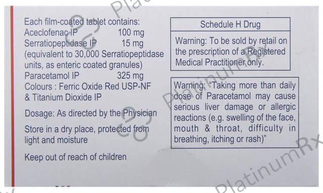 Zerodol SP 100/325/15mg Tablet 10s