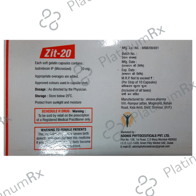 Zit 20mg Softgel Capsule 10s