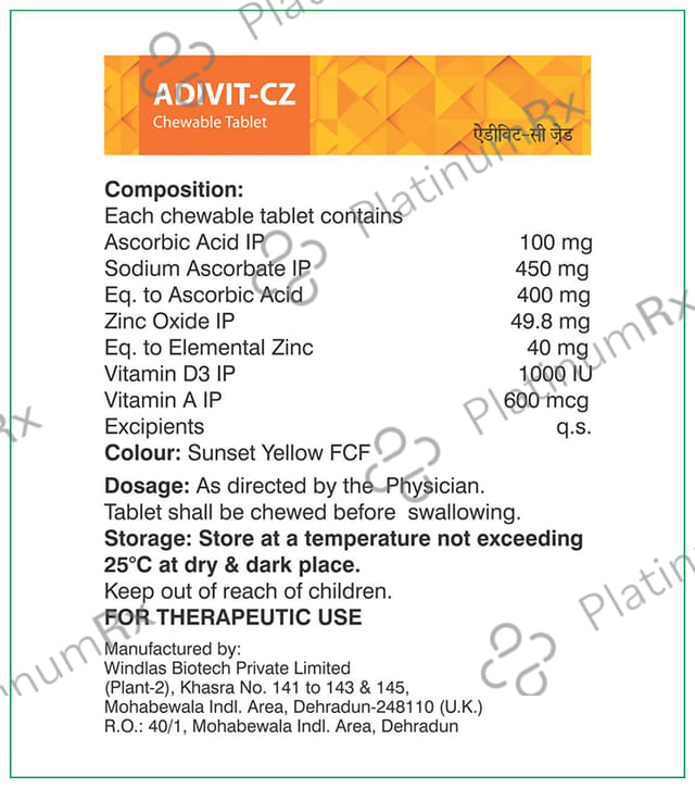 Leeford Adivit-CZ Chewable Tablet Orange