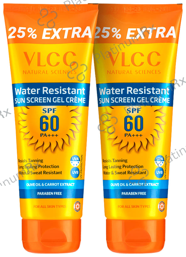 VLCC Natural Science Water Resistant Sun Screen Gel Cream (100gm Each) SPF 60 PA+++ 2 Tubes