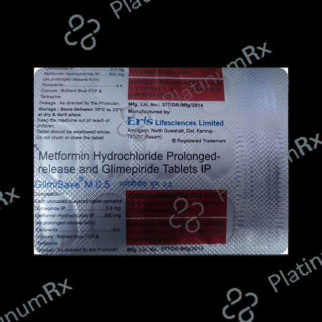 Glimisave M 0.5/500mg Tablet PR 15s