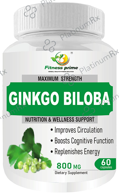 Fitness Prime Maximum Strength Ginkgo Biloba Nutrition & Wellness Support 800mg Capsule
