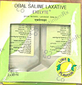 Exelyte Oral Saline Laxative Liquid Lime Flavour 2X45ml