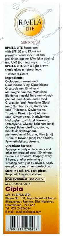 Rivela Lite SPF 50 Sunscreen Cream 60gm