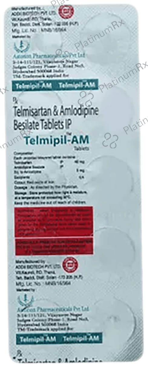 Telmipil AM 40mg/5mg Tablet 10 Tablet Spectra Therapeutics Pvt