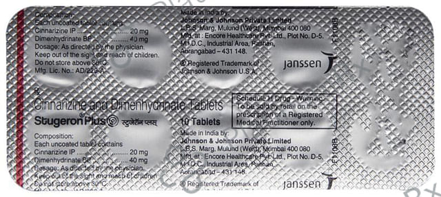 Stugeron Plus 20/40mg Tablet 10s
