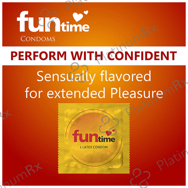 Funtime Dotted Ribbed & Contoured Fruity Banana Flavour Condom 3s