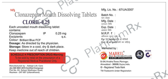 Cloril 0.25 Tablet MD