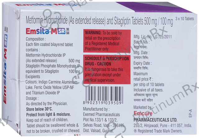 Emsita M 100/500mg Tablet SR 10s