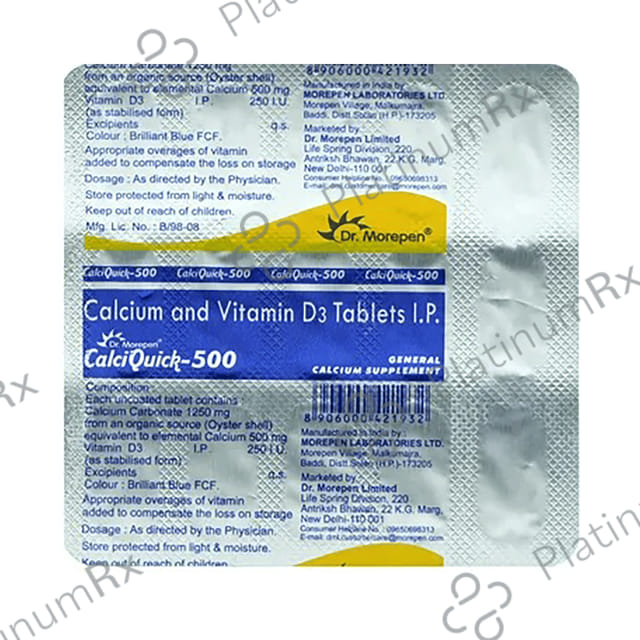 Calciquick 500mg Tablet 15s