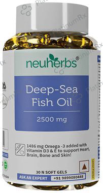 Neuherbs Deep-Sea Fish Oil 2500mg - With Omega 3, Vitamin D3 & E for Heart, Brain, Bone & Skin - Flavour Lemon 1 Bottle
