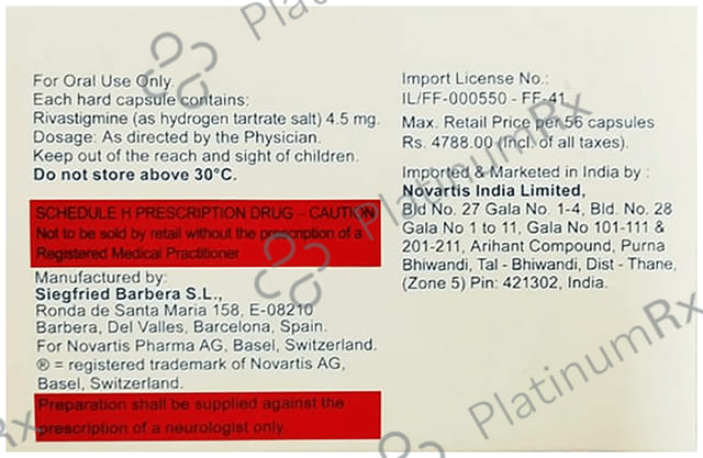 Exelon 4.5mg Capsule 14 capsules