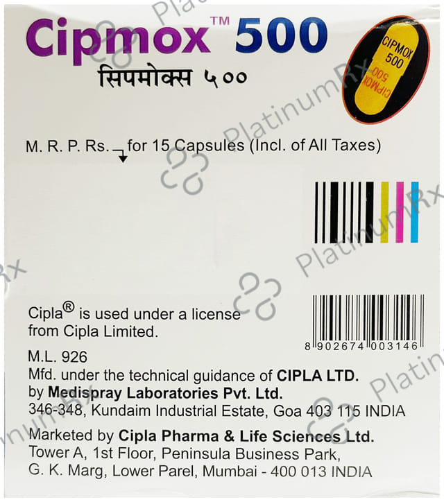 Cipmox 500mg (Yellow) Capsule 15s