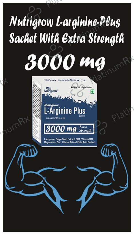 Nutrigrow L-Arginine Plus 3000mg - Sachet for Energy, Muscle & Heart Support