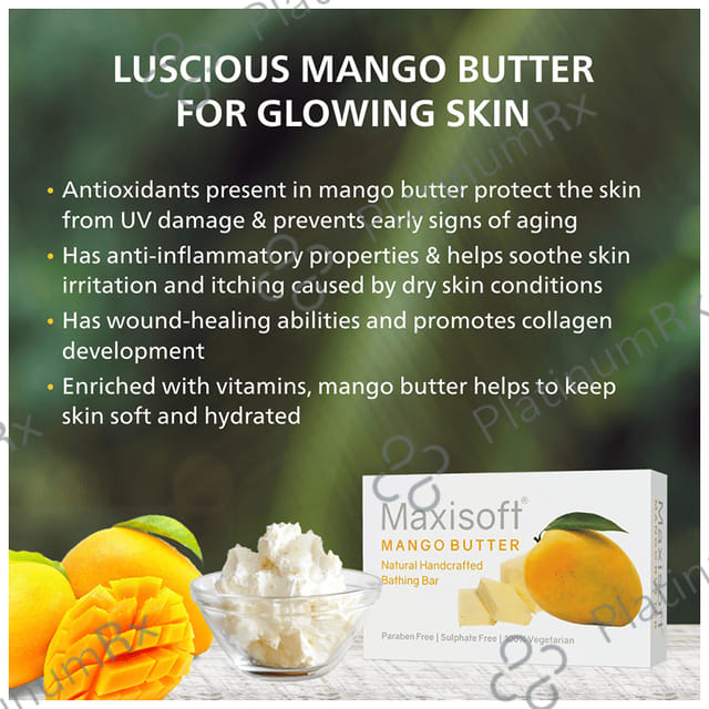 Maxisoft Mango Butter Bathing Bar (75gm Each) 6 units