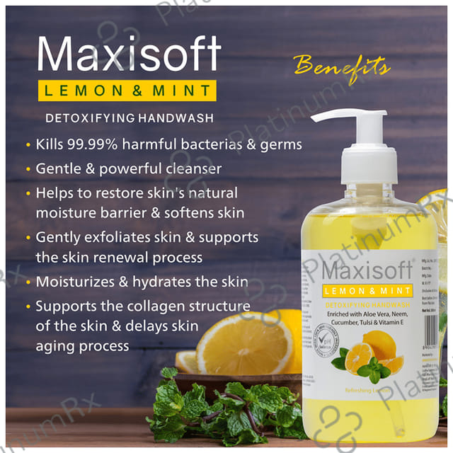 Maxisoft Lemon & Mint Detoxifying Hand Wash (500ml Each) 1 Bottle