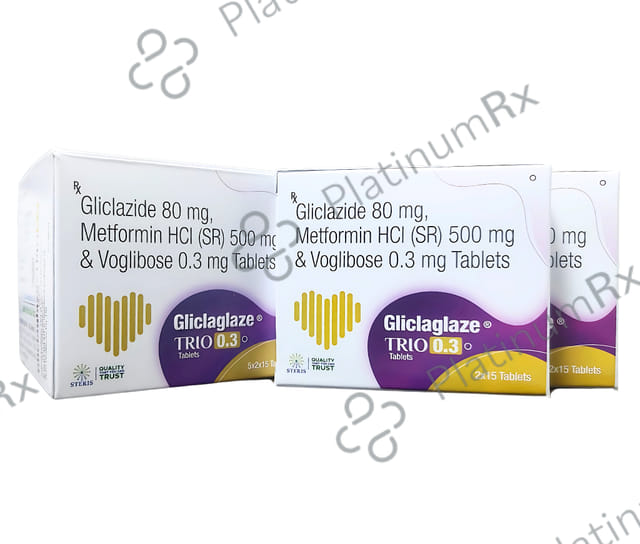 Gliclaglaze Trio 0.3/500/80mg Tablet SR 15s