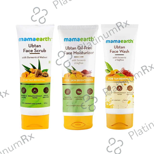 Mama Earth Ubtan Skin Brightening Range - Face Scrub, Face Wash & Moisturizer
