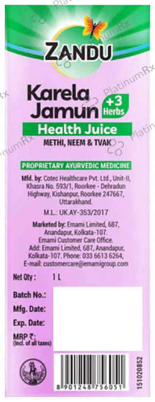 Zandu Karela Jamun +3 Herbs Health Juice