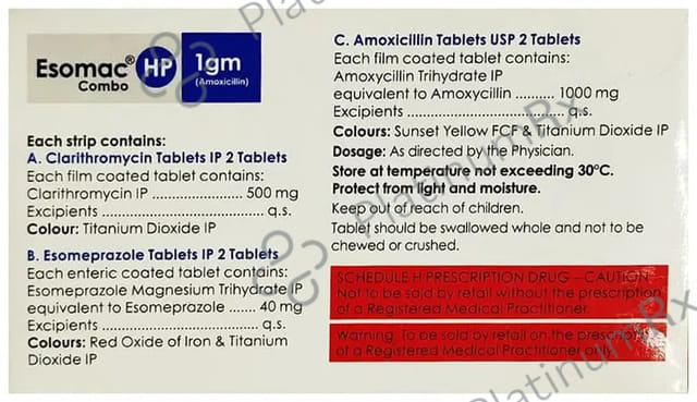 Esomac HP Combo 1000/500/40mg Tablet 6s