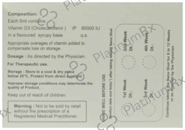 Relicaal D3 60000IU Nano Shot Delicious Orange Flavour Sugar Free Oral Solution 5ml