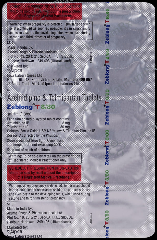 Zeblong T 80/8mg Tablet 10s