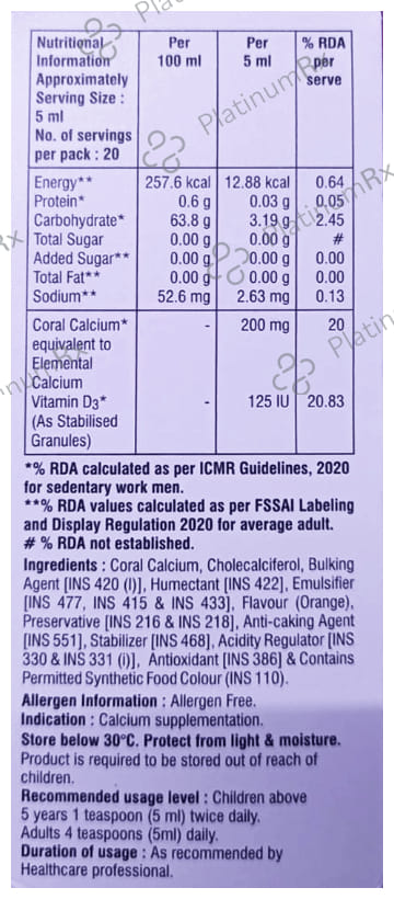 Coralium D3 200mg/125IU Suspension 100ml