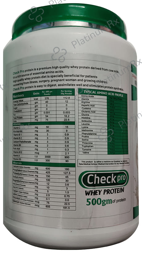 Check Pro Whey Protein Vanilla Flavour Powder 500gm