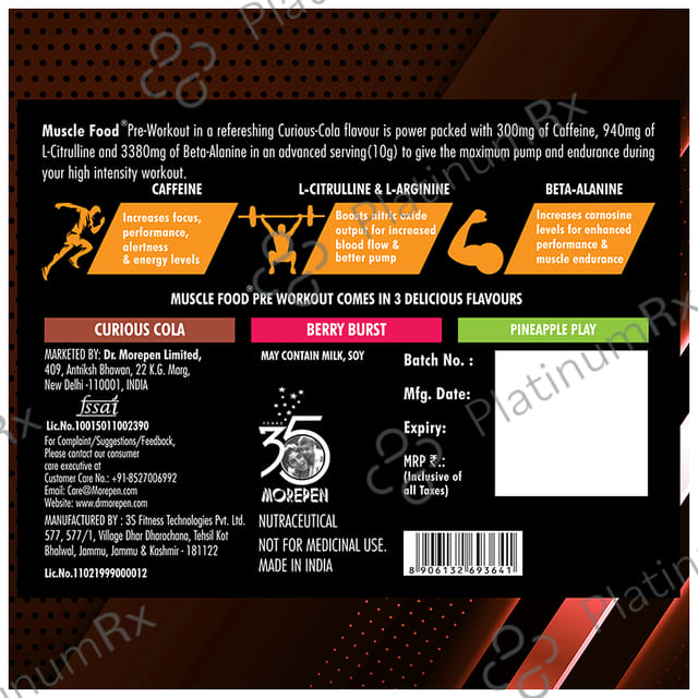 Dr. Morepen Muscle Food Pre Workout 300 Curious Cola