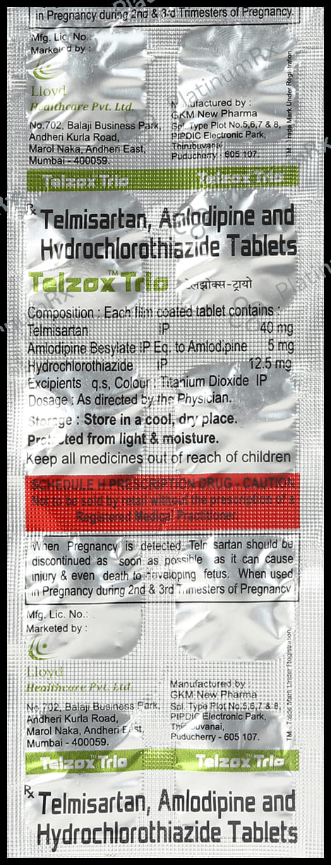 Telzox Trio 5/12.5/40mg Tablet 10s