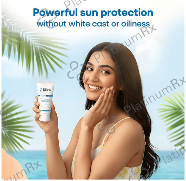 Z Block 25% Zinc Oxide Sunscreen UVB SPF 50+ Gel 50gm