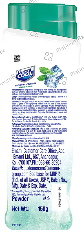 Dermi Cool Menthol Powder 150gm